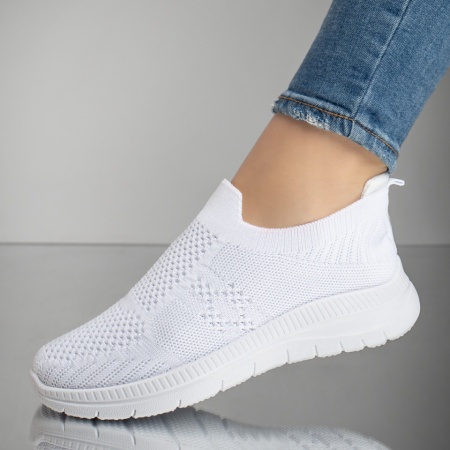 Incaltaminte dama, Espadrile sport dama cu talpa groasa albe MOD13238, modlet.ro