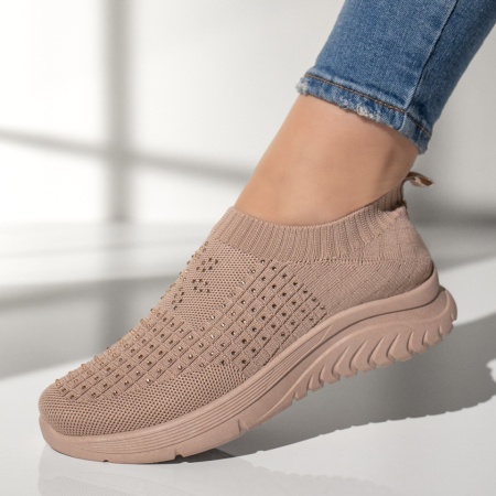 Espadrile sport dama cu talpa groasa si strasuri roz deschis MOD13177, 2, modlet.ro