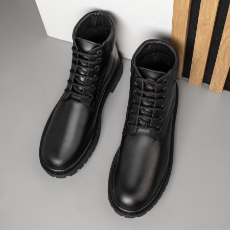 Ghete barbati cu siret negre din Piele naturala MOD02917, 3, modlet.ro