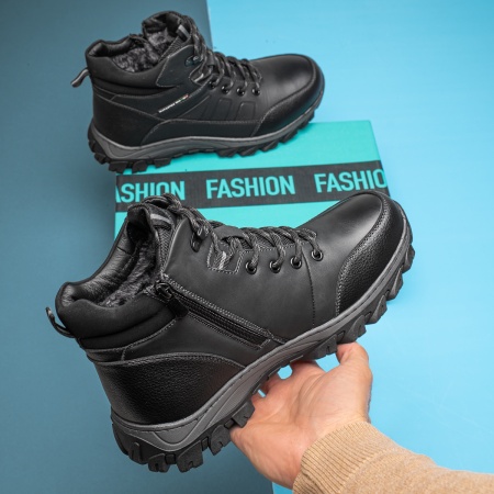 Ghete barbati negre cu siret si fermoar MOD12556, 2, modlet.ro