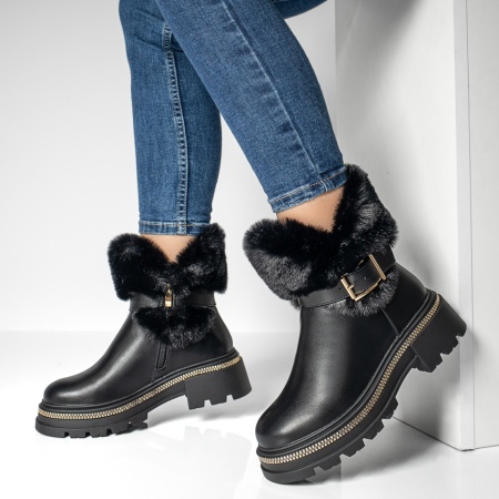 Ghete dama cu fermoar negre MOD12777, 3, modlet.ro