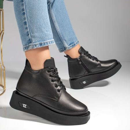 Ghete dama cu platforma si fermoar negre din Piele Naturala MOD12580, 3, modlet.ro
