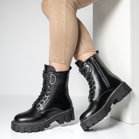 Ghete dama cu siret si fermoar negre MOD06924, 1, modlet.ro