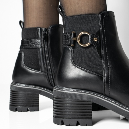 Ghete dama cu toc gros negre MOD12346, 2, modlet.ro