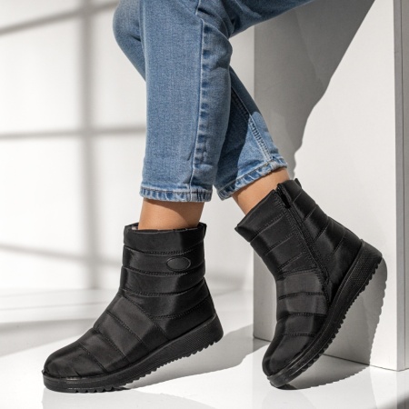 Ghete dama din fas si fermoar negre MOD06377, 4, modlet.ro