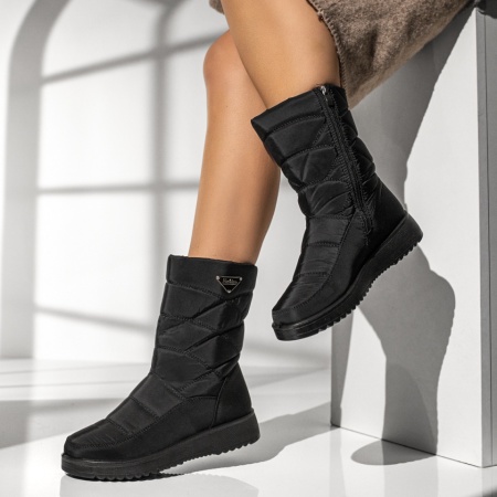 Ghete dama din fas si fermoar negre MOD12247, 3, modlet.ro
