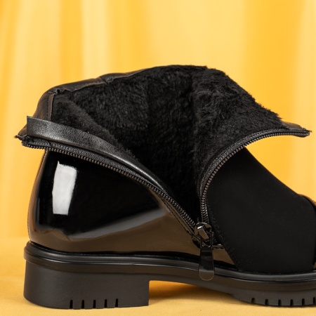 Ghete dama negre lacuite cu fermoar MOD07124, 2, modlet.ro
