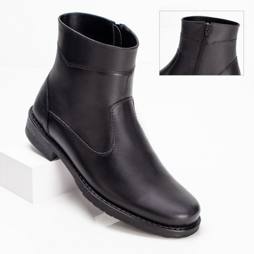 Ghete negre barbati din Piele naturala cu fermoar MOD02508