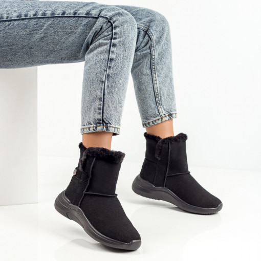 Ghete negre suede dama cu insertii de material elastic ELENA2, 2, modlet.ro