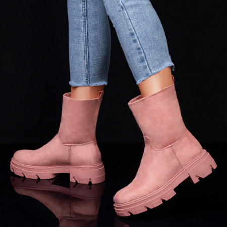 Ghete Dama, Ghete roz suede dama cu talpa groasa MOD07525, modlet.ro