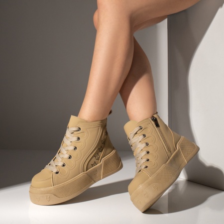 Ghete sport dama cu talpa groasa khaki MOD10839