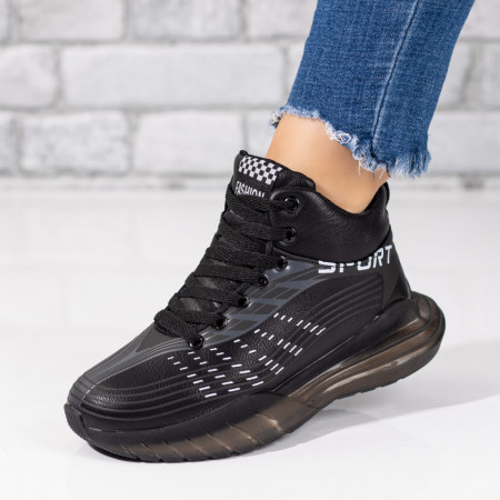 Ghete Dama, Ghete sport negre cu alb unisex MOD06748, modlet.ro
