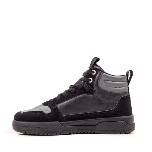 Ghete sport negre cu gri unisex cu siret MOD07011, 2, modlet.ro