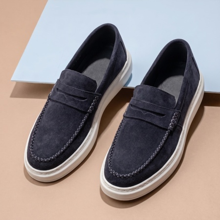 Mocasini barbati albastru suede din Piele naturala LEO11, 2, modlet.ro