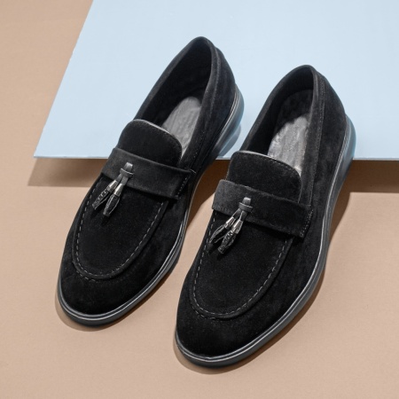 Incaltaminte barbati, Mocasini barbati negri suede si talpa neagra ZEF09056 - zeforia.ro