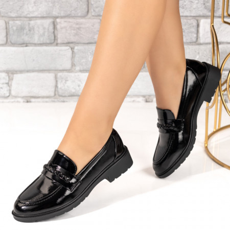 Mocasini dama negri cu aspect lucios MOD10136, 3, modlet.ro