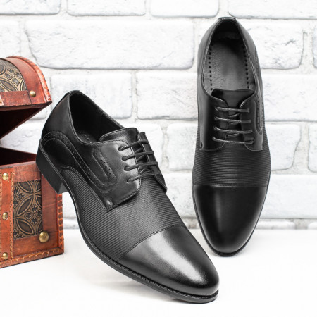 Pantofi barbati, Pantofi barbati eleganti cu perforatii negri MOD09631, modlet.ro