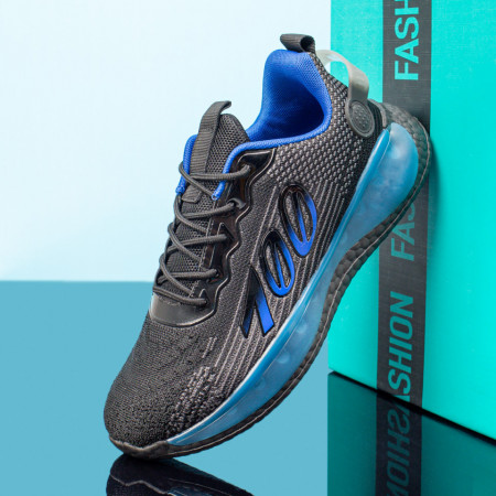 Adidasi barbati, Pantofi barbati sport negri cu albastru MOD08528, modlet.ro