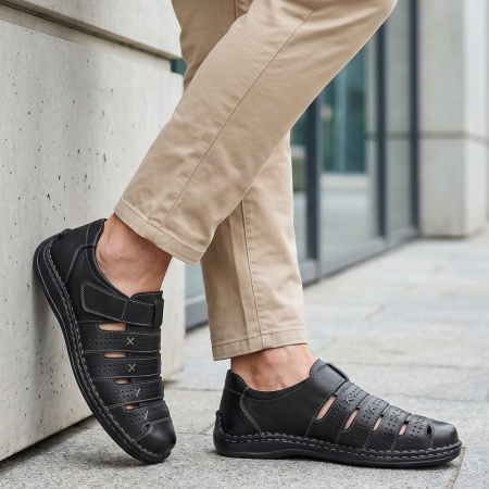 Pantofi casual barbati cu perforatii negri din Piele naturala ADI1, 3, modlet.ro