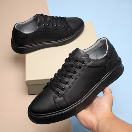 Pantofi casual barbati cu siret negri din Piele naturala MOD13774