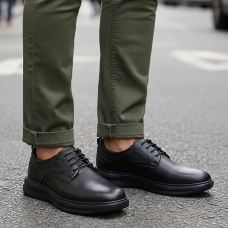 Pantofi casual barbati cu siret negri din Piele naturala VALI14, 3, modlet.ro