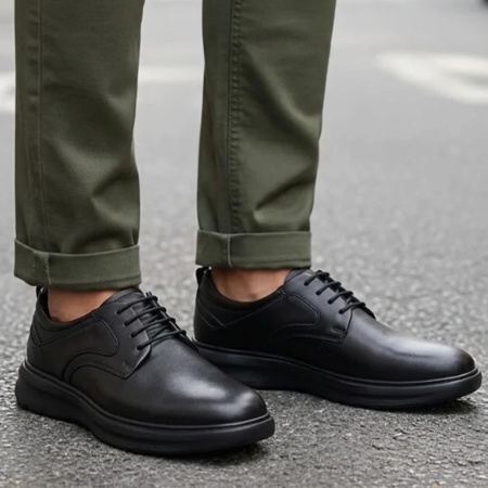 Pantofi casual barbati cu siret negri din Piele naturala VALI14, 3, modlet.ro