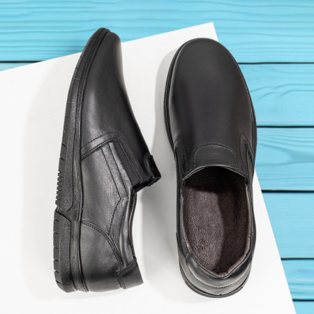 Incaltaminte barbati, Pantofi casual barbati negri din Piele naturala MOD11273, modlet.ro