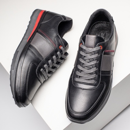 REDUCERI INCALTAMINTE, Pantofi casual barbati negri din Piele naturala MOD12019, modlet.ro