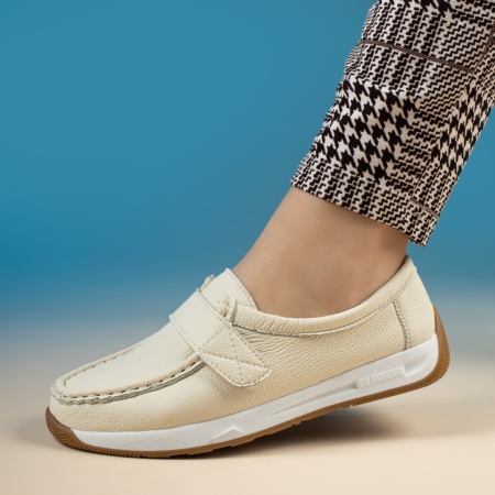 Pantofi casual cu talpa joasa si inchidere cu scai bej GINA9, 2, modlet.ro