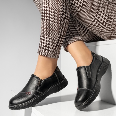 Pantofi casual dama cu fermoar si talpa groasa negri MOD14246, 2, modlet.ro