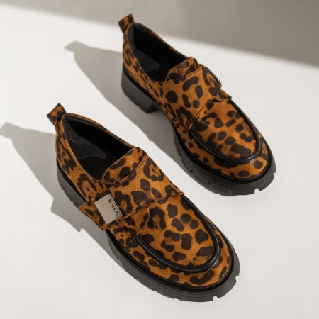 Pantofi casual dama cu imprimeu negri suede MOD12958, 3, modlet.ro