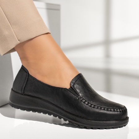 Pantofi casual dama cu insertie de material elastic negri MOD00220, 3, modlet.ro
