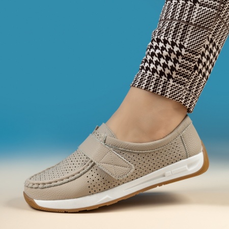 Pantofi casual dama cu perforatii gri MOD14235, 2, modlet.ro