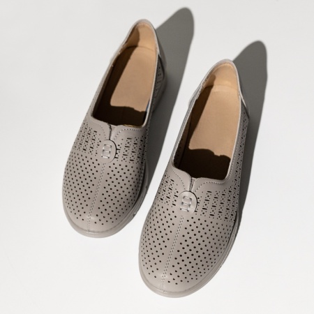 Pantofi casual dama cu perforatii gri MOD14244, 3, modlet.ro