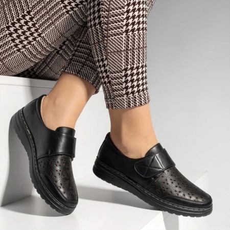 Pantofi casual dama cu perforatii negri LILI6, 3, modlet.ro