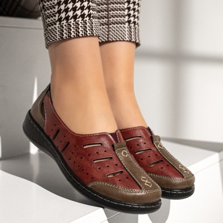 Pantofi casual dama cu perforatii visinii EVA94, 4, modlet.ro