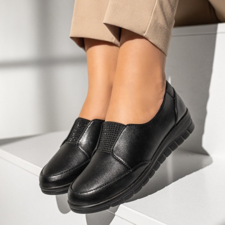 Pantofi dama, Pantofi casual dama cu pietre aplicate negri MOD13981, modlet.ro