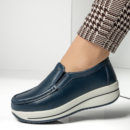 Pantofi dama, Pantofi casual dama cu platforma albastri din Piele naturala MOD13032, modlet.ro