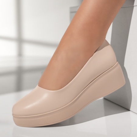 schimbat preturi, Pantofi casual dama cu platforma bej MOD01902, modlet.ro