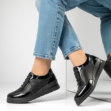 Pantofi dama, Pantofi casual dama cu platforma negri MOD13009, modlet.ro
