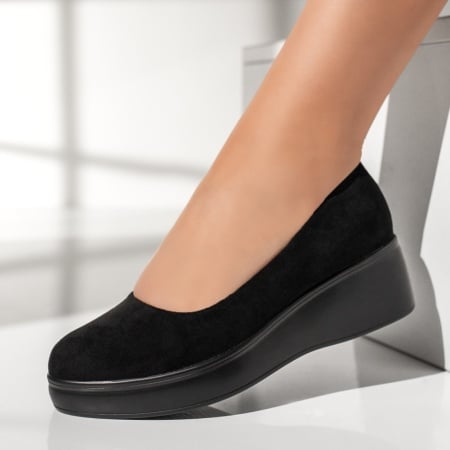 TINEF, Pantofi casual dama cu platforma negru suede ZEF01902, zeforia.ro