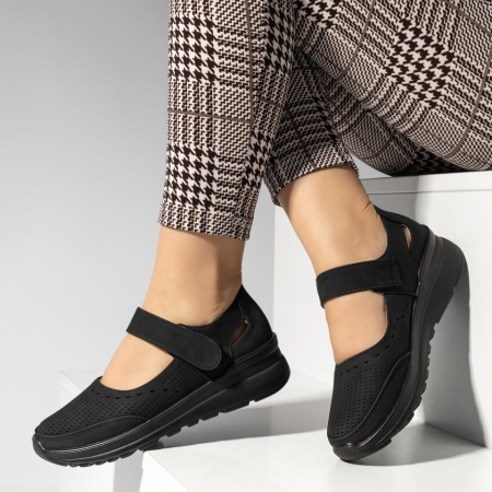 Pantofi casual dama cu platforma si bareta negri LILI13, 2, modlet.ro