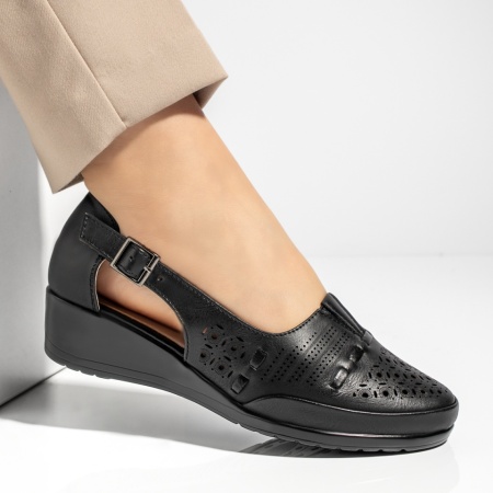 Pantofi dama, Pantofi casual dama cu platforma si perforatii dama negri MOD13343, modlet.ro