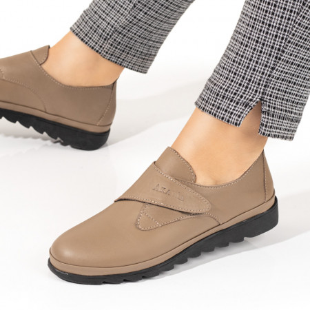 Reduceri incaltaminte dama, Pantofi casual dama cu scai khaki din Piele naturala ZEF10350, zeforia.ro