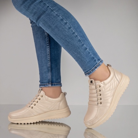 Pantofi casual dama cu siret elastic bej IOANA2, 2, modlet.ro
