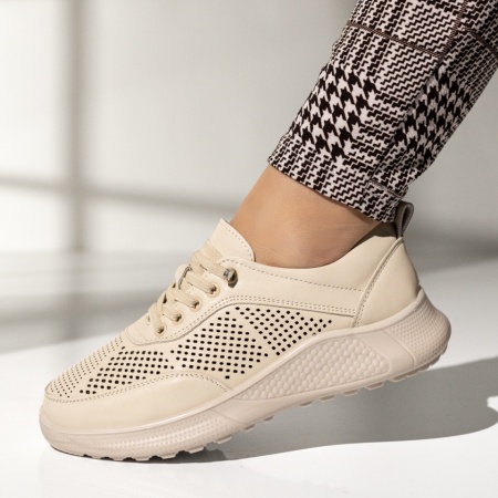 Pantofi casual dama cu siret elastic bej LIA7, 2, modlet.ro