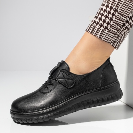 Pantofi casual dama cu siret elastic negri MOD14222, 2, modlet.ro