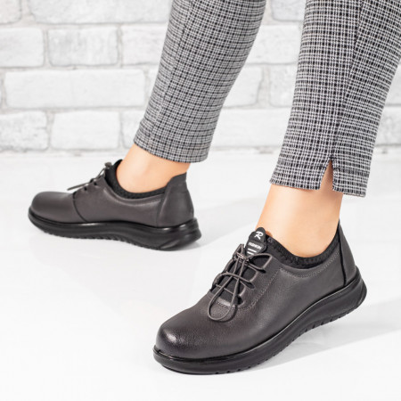 Pantofi casual dama, Pantofi casual dama cu siret elastic si talpa joasa gri ZEF05770 - zeforia.ro