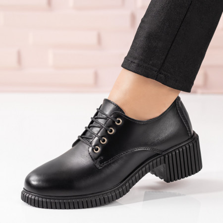 Pantofi dama, Pantofi casual dama cu siret negri din Piele naturala MOD09639, modlet.ro