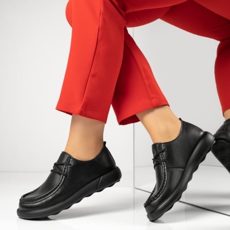 Pantofi casual dama, Pantofi casual dama cu siret negri din Piele naturala MOD13968, modlet.ro